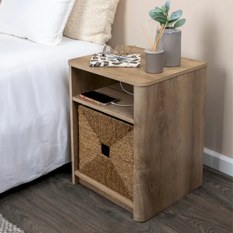Marble and Wood End Table