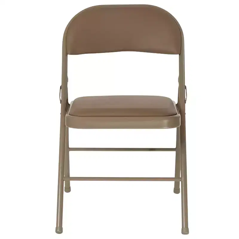 Beige / Gray Padded Vinyl Folding Chair – Set of 2