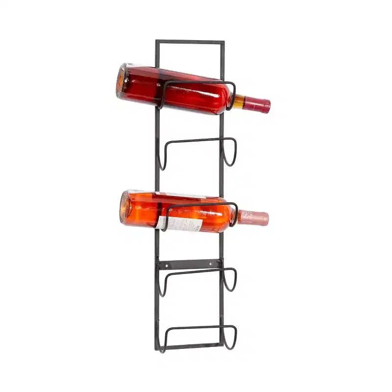 Industrial Metal Wall Wine Rack Black