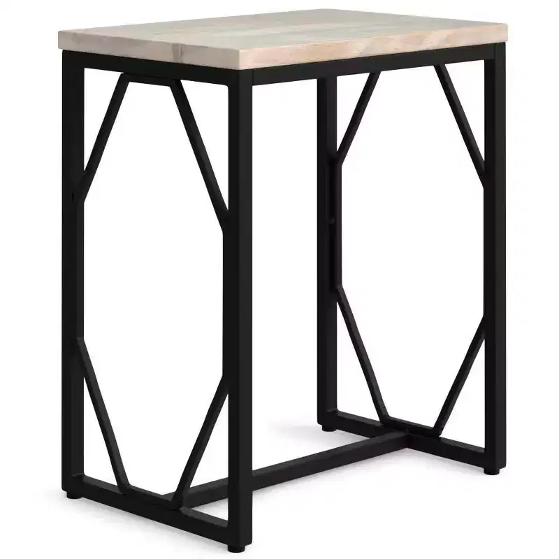 Ebsen Metal and Wood Accent Table White Wash - WyndenHall: Contemporary Rectangle Side Table, Scratch-Resistant