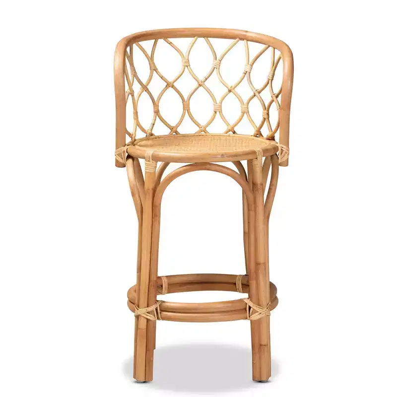 Natural Rattan Counter Height Barstool – Seat 17.9