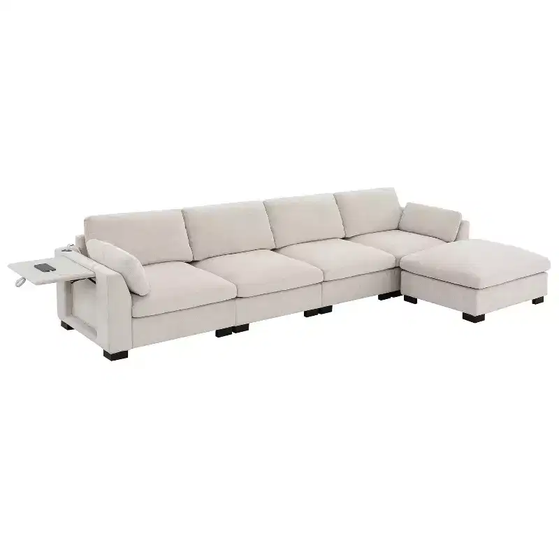 Merax 5-Seat Chenille Upholstery L-Shaped Modular Sectional Sofa