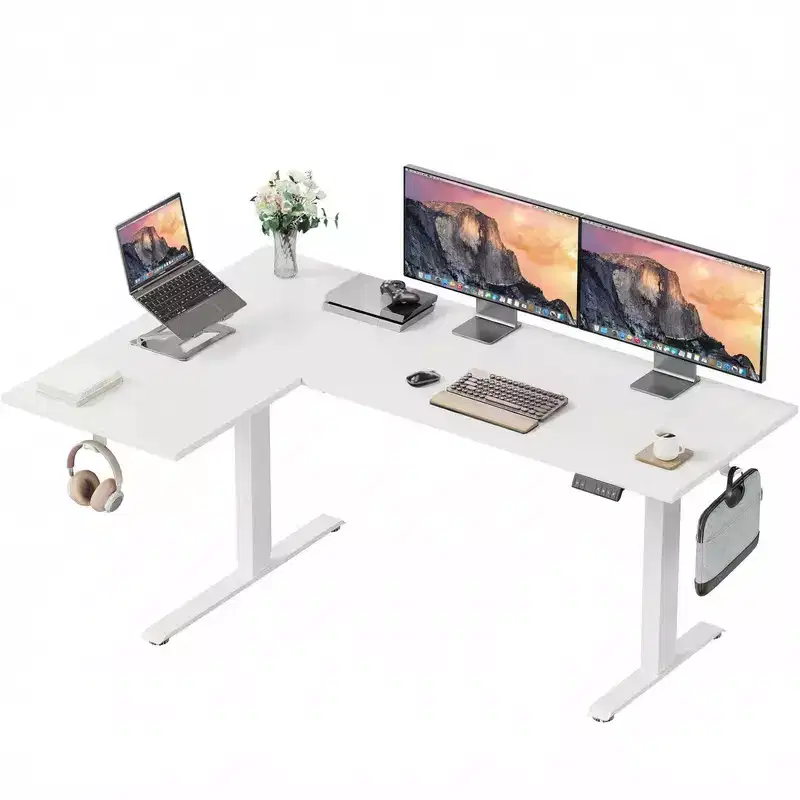 71 X 48 In L-shaped electric standing desk, electric height-adjustable computer desk, Sit Stand Up Desk for Home Office