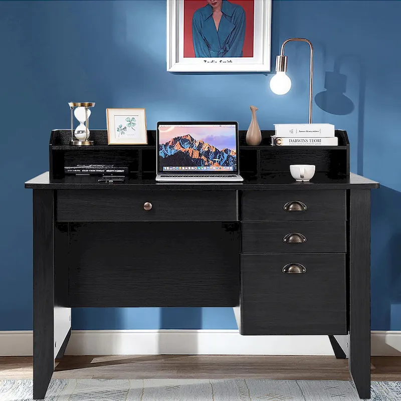 Wood Computer Desk with Drawers