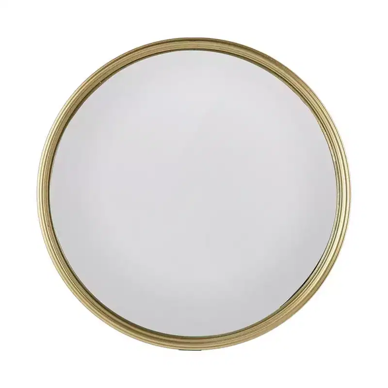 HomeRoots 10 Gold Round Iron Textured Framed Accent Mirror