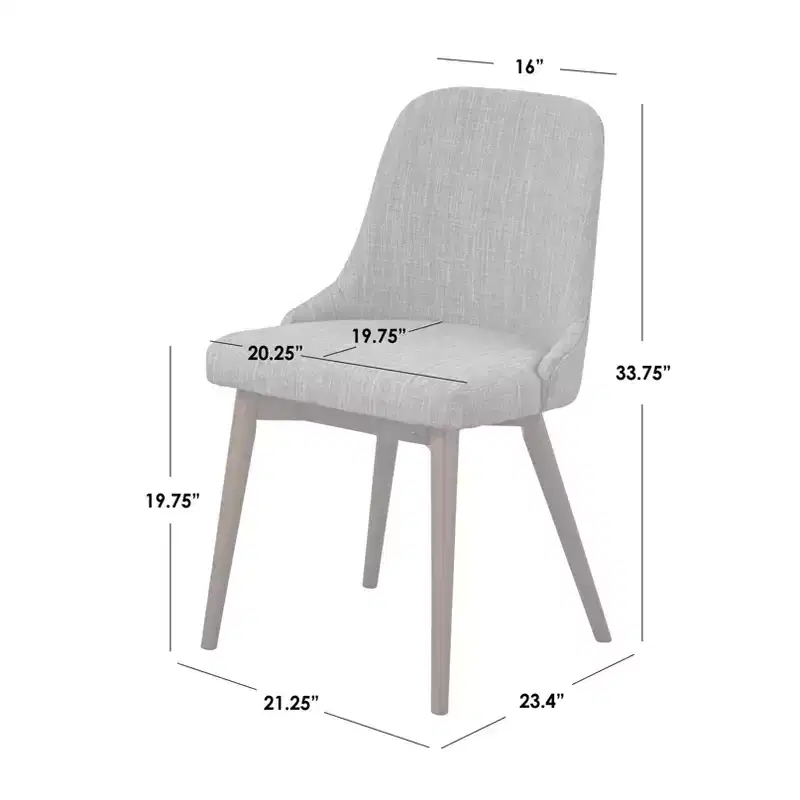 Buylateral Set of 2 Saville Mid Century Modern Dining Chairs