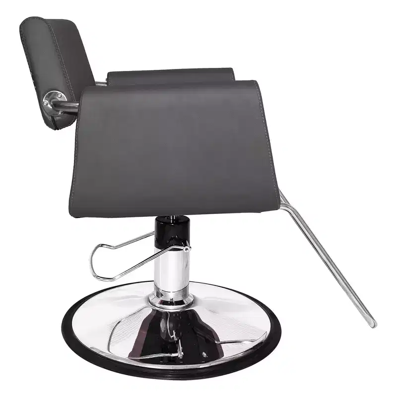Professional Salon Styling Chair High-Density Foam Steel Frame 360° Swivel Gray Vinyl