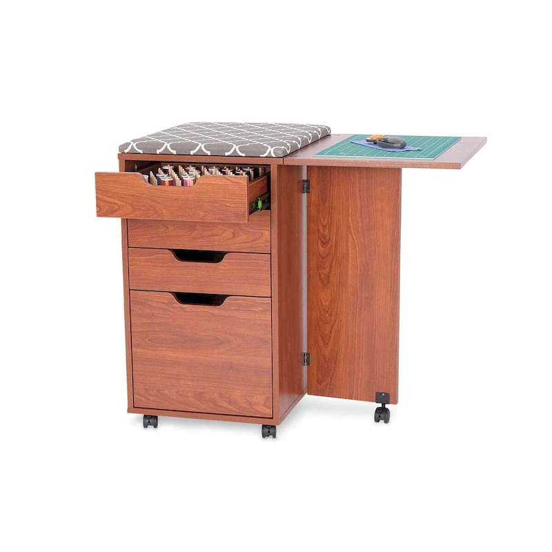 Storage Cabinet with Drawers and Casters - Teak
