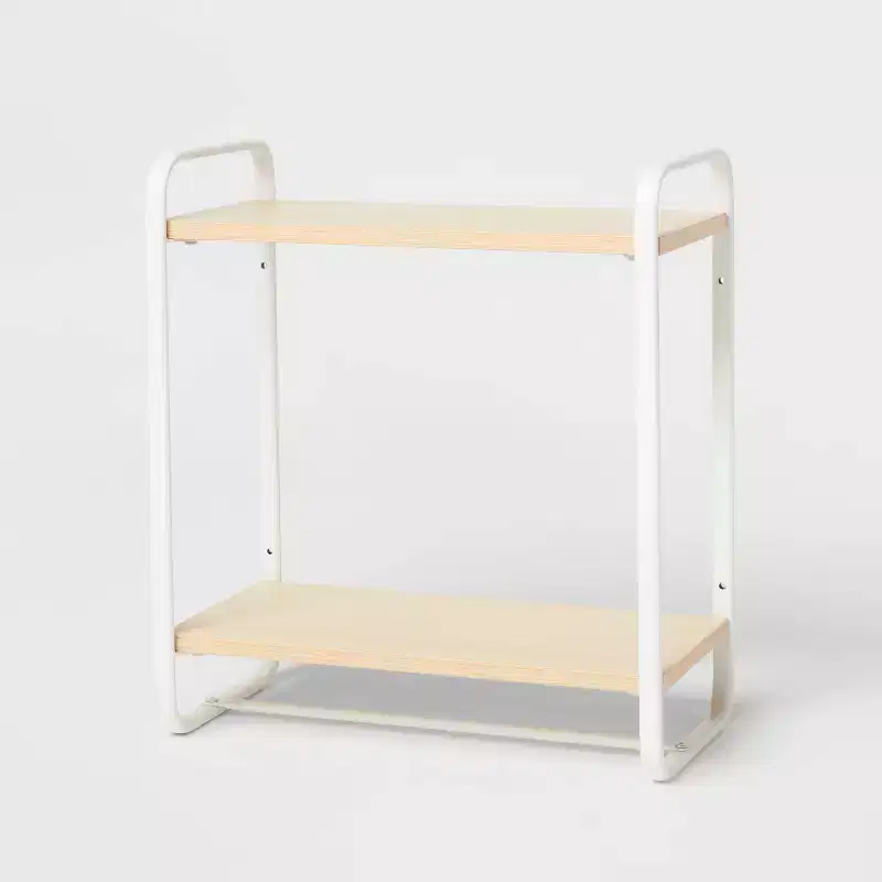 Wood Wall Shelf White Metal - #8482;