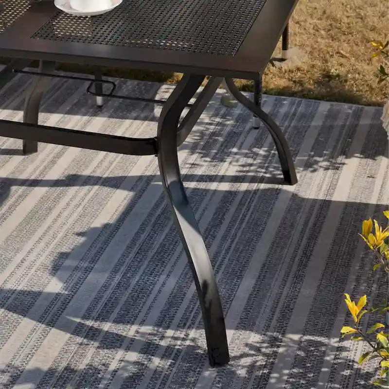 MAISON ARTS 6-Piece Metal Patio Dining Set: 4 Swivel Chairs, 1 Steel Frame Square 37 Table and 1x10ft 3-Tier Red Umbrella