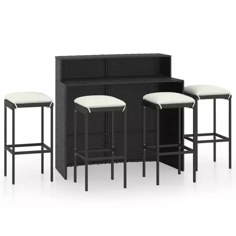 vidaXL Garden Bar Set PE rattan, Powder-Coated Steel Medium