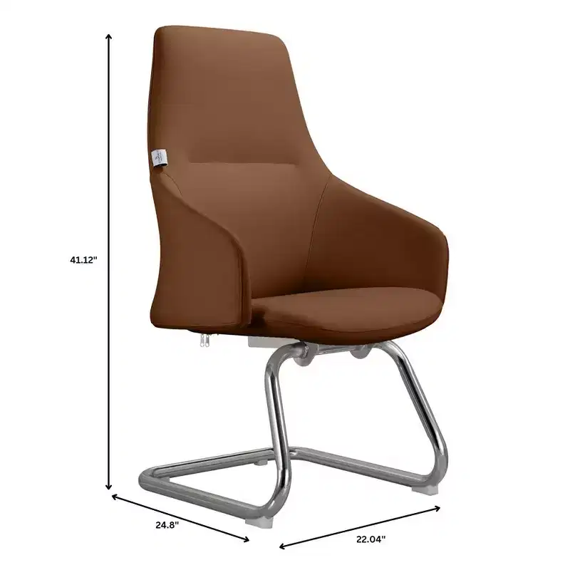 Ergonomic Faux Leather Office Chair Iron Sled Base Adjustable Height 330 lbs Capacity