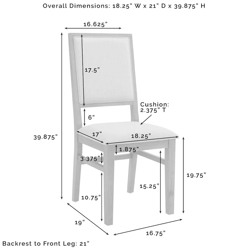 Joanna 2Pc Upholstered Back Chair Set - 18.25 W x 21 D x 39.88 H