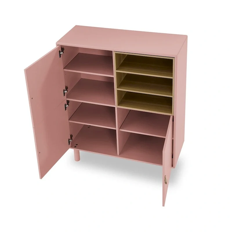 Modern Wood Sideboard Cabinet with Round Legs and Shelf