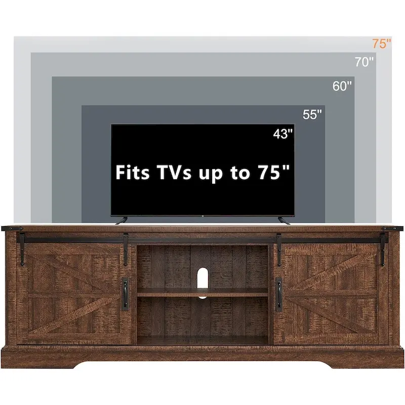 Farmhouse Wood TV Stand, Rustic Entertainment Center, Console Cabinet - n/a