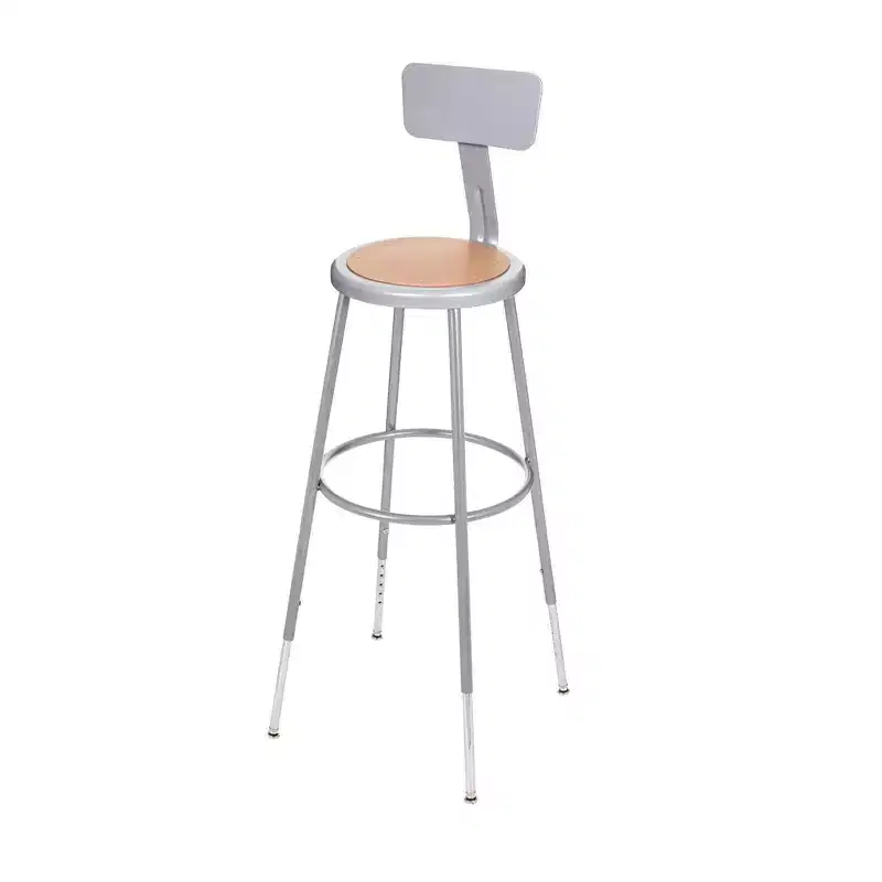 2pk 32"-39" Adjustable Heavy Duty Steel Barstool with Backrest Gray