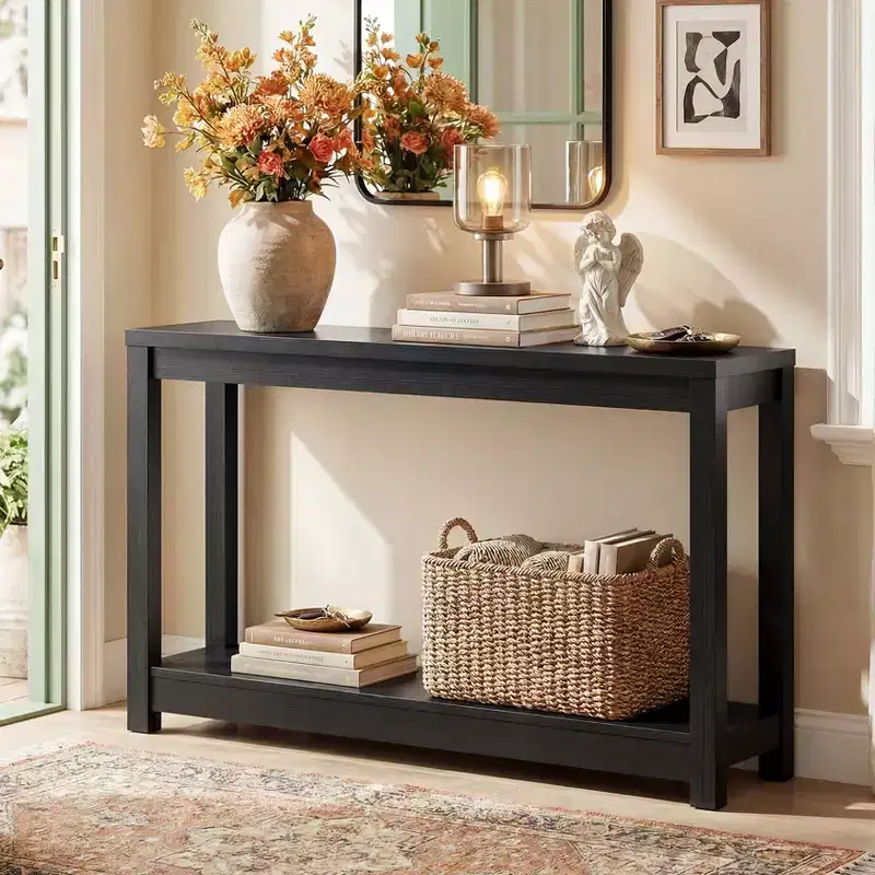 Besiost 47-In Console Table with Storage Shelf, Narrow Entryway Table Behind Sofa Table