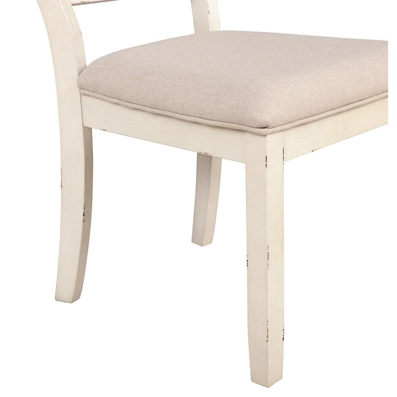 Roundhill Furniture Prato 5-piece Dining Table Set With Cross Back Chairs, Antique White and Distressed Oak
