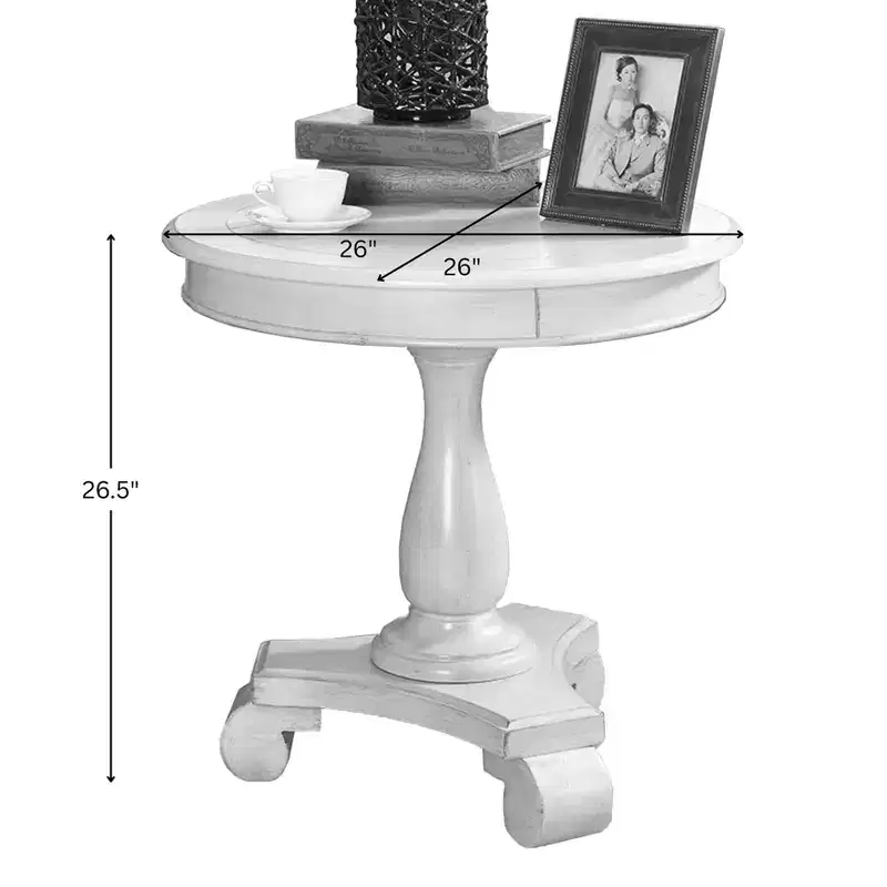 Rene Round Wood Pedestal Side Table, Teal