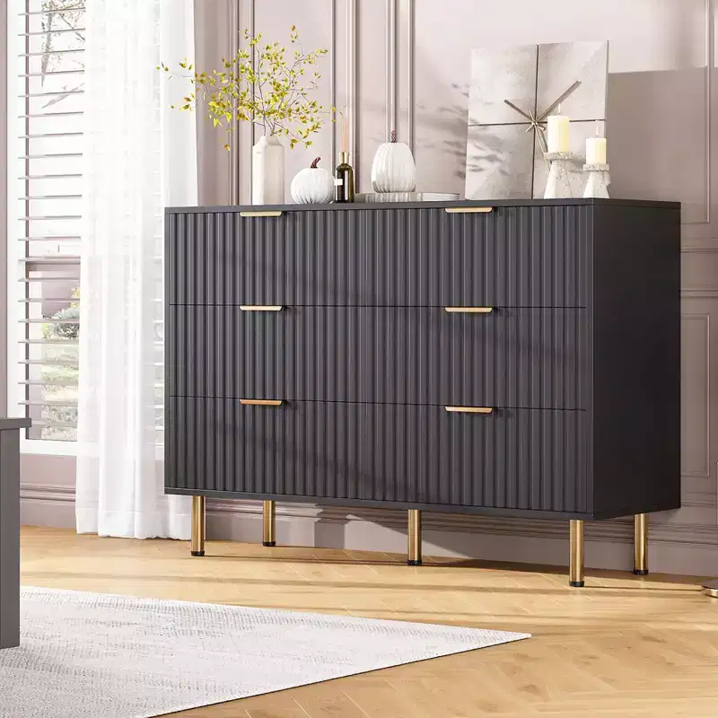 6-Drawer Dresser with Zebra Pattern, 47.2 Inch Wide Storage Chest for Bedroom, Living Room and Hallway