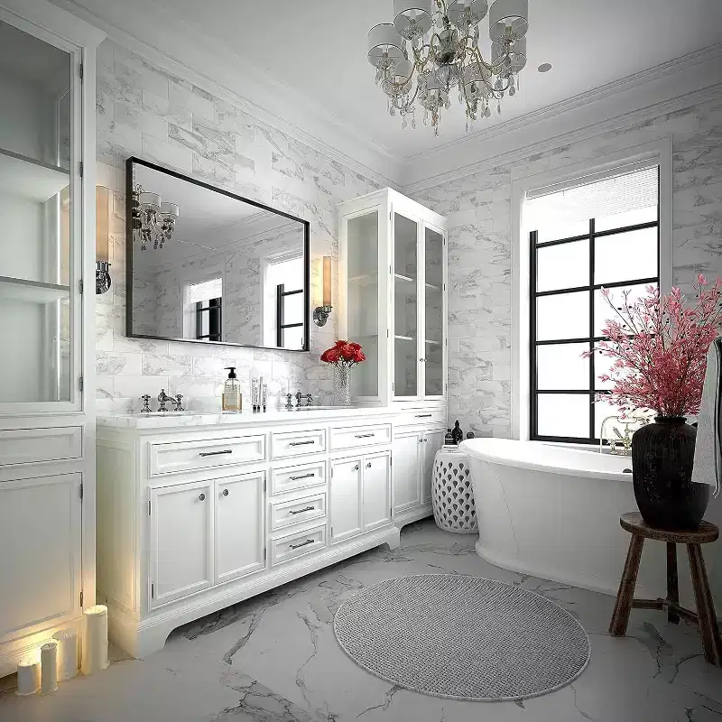 Acekool Bathroom Mirror 40x30inch Modern Rectangular Wall-Mounted Square Corner Vanity Mirror with Metal Frame for Living Room Entryways 40x30in