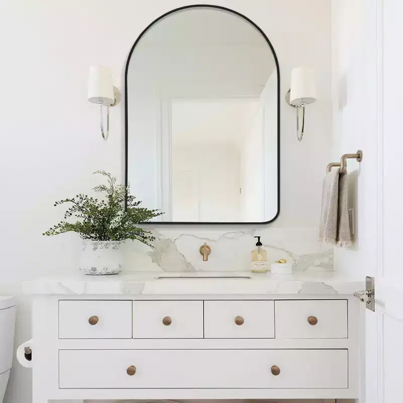 Aluminum Slim Arch Mirror - Black Frame 91x61cm