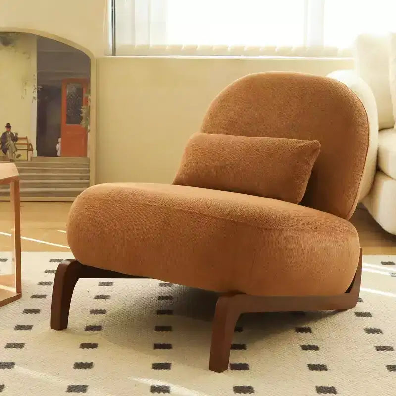 Modern Cute Upholstered Accent Chair, Comfy Armless Reading Chair for Living Room, Bedroom, Apartment, or Balcony-Panipeachy