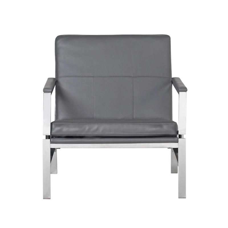 Strick & Bolton Regina Metal and Bonded Leather Mid Century Accent Chair