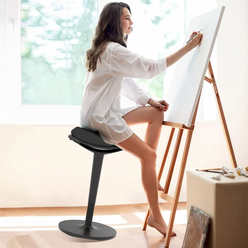 HOMCOM Standing Desk Chair, Ergonomic Backless Wobble Stool, Height Adjustable Tall Office Chair 22.2-28.1 Inches