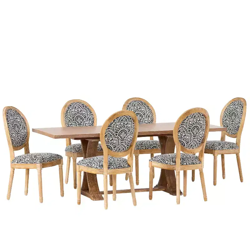 Christopher Knight Home Derring 7 Pieces French Country Upholstered Wood Expandable Dining Set