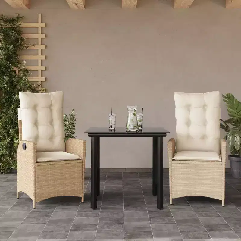 vidaXL Garden Dining Set in Poly Rattan with Cushions