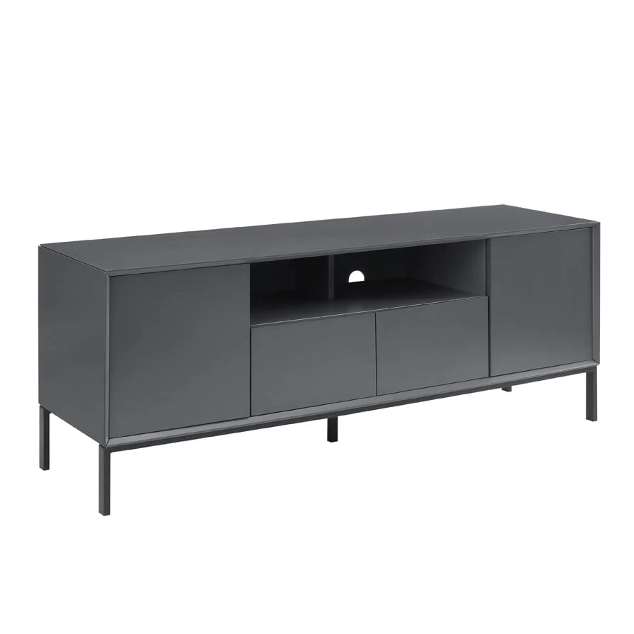 Contemporary Charcoal TV Unit with Push-Open Doors for TVs up to 60 Inch for Living Room