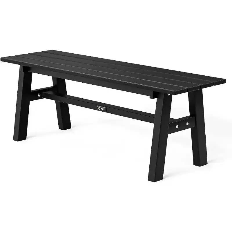 VINGLI 47 Outdoor Bench, Weatherproof Porch Bench w/Metal Legs, Poly Lumber Patio Backless Bench 660 LBS Capacity