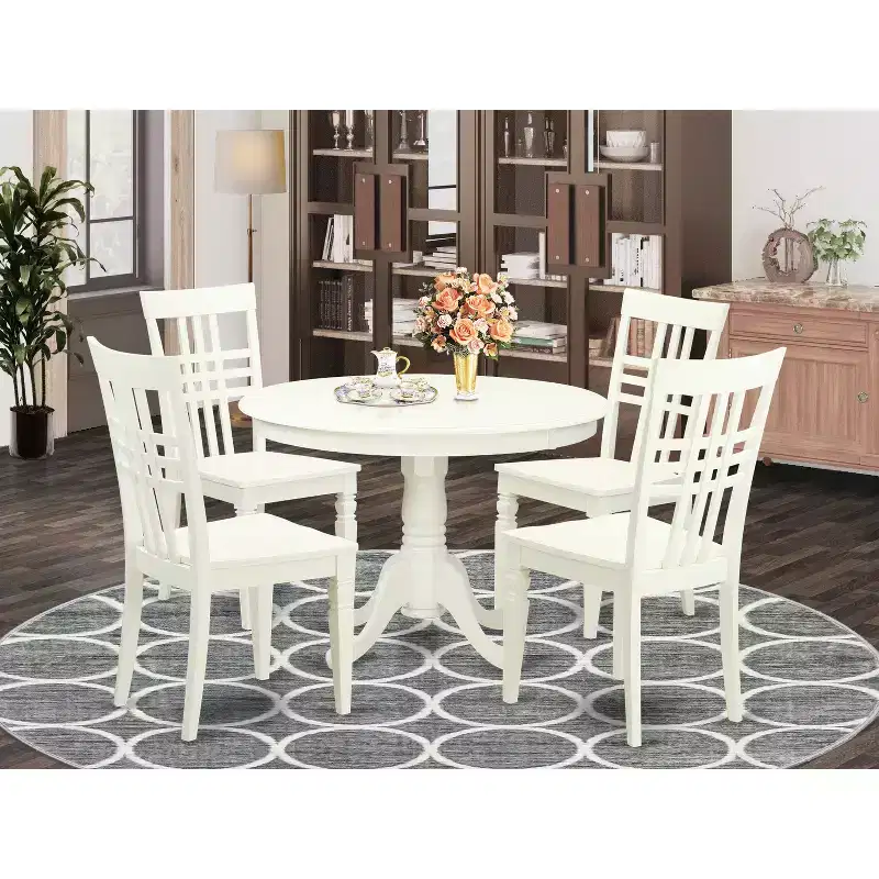 Round Dinette Set - 5 Piece Kitchen Table & Chair Set - Southwestern Style - Black Cherry Finish