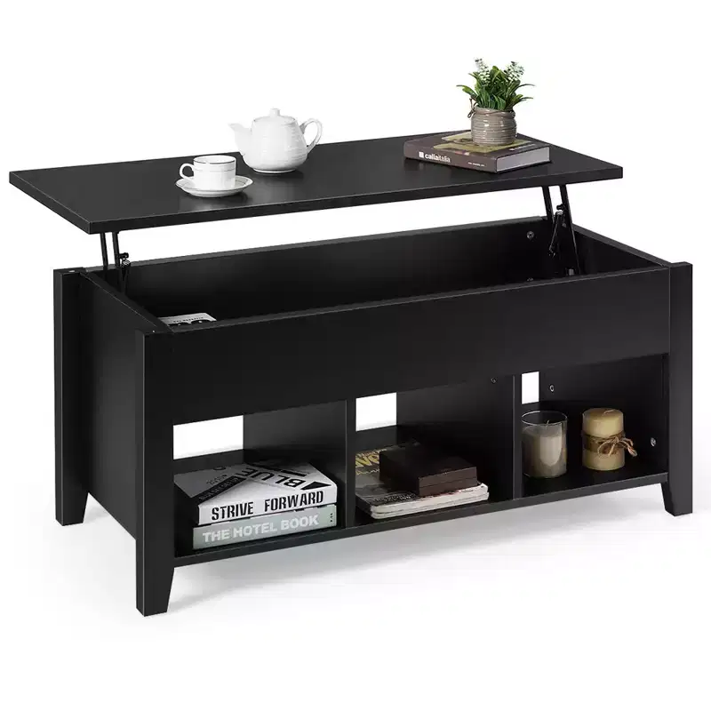Lift Top Coffee Table w/ Storage Compartment Shelf Living Room Furniture Black