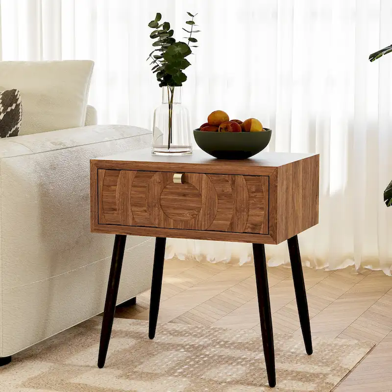 Solid Wood Brown Nightstands w Drawers