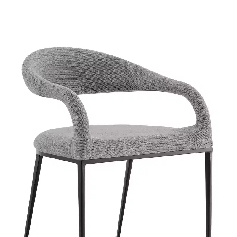 Set of 2 Upholstered Iron & Fabric Dining Chairs with Arms, 250LBS, Low Back
