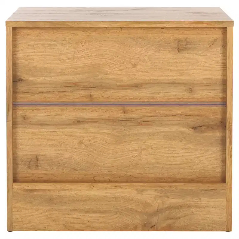 2-Drawer Nightstand in Oak Finish with Metal Glides