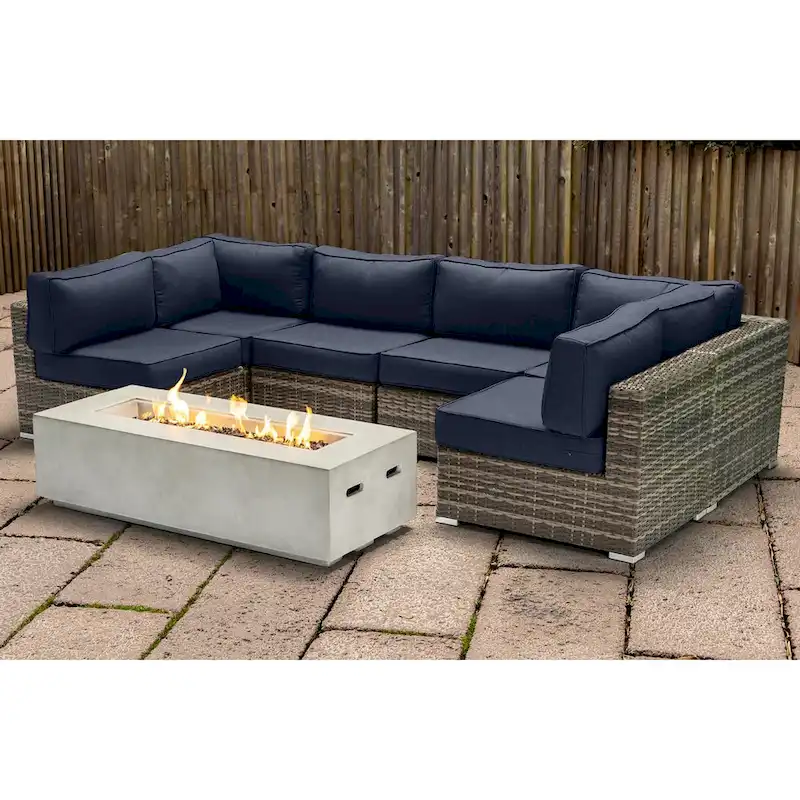 LSI 4 Person Seating Group With Firepit And Sunbrella Cushions