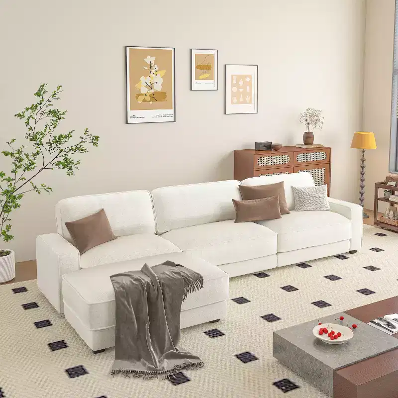 Dyonery 120 Modular Sectional Sofa, Cloud Sectional Couch with Deep Seat, Modern Modular L-Shape Sofa Couch with Chaise.