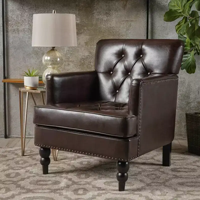 GDFStudio Aurelia Contemporary Tufted Club Chair with Nailhead Trim