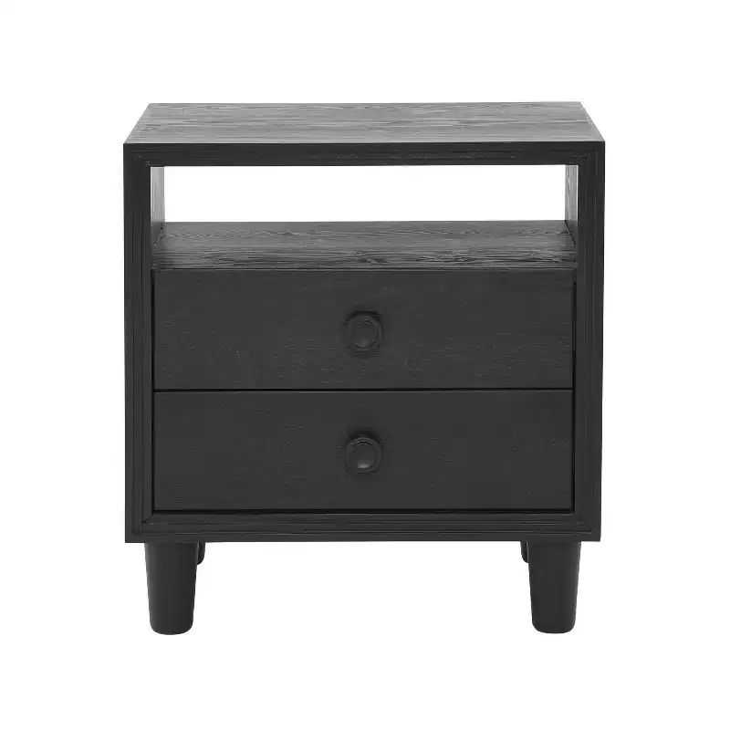 Ramona Modern Nightstand with 2 Drawers and Open Shelf