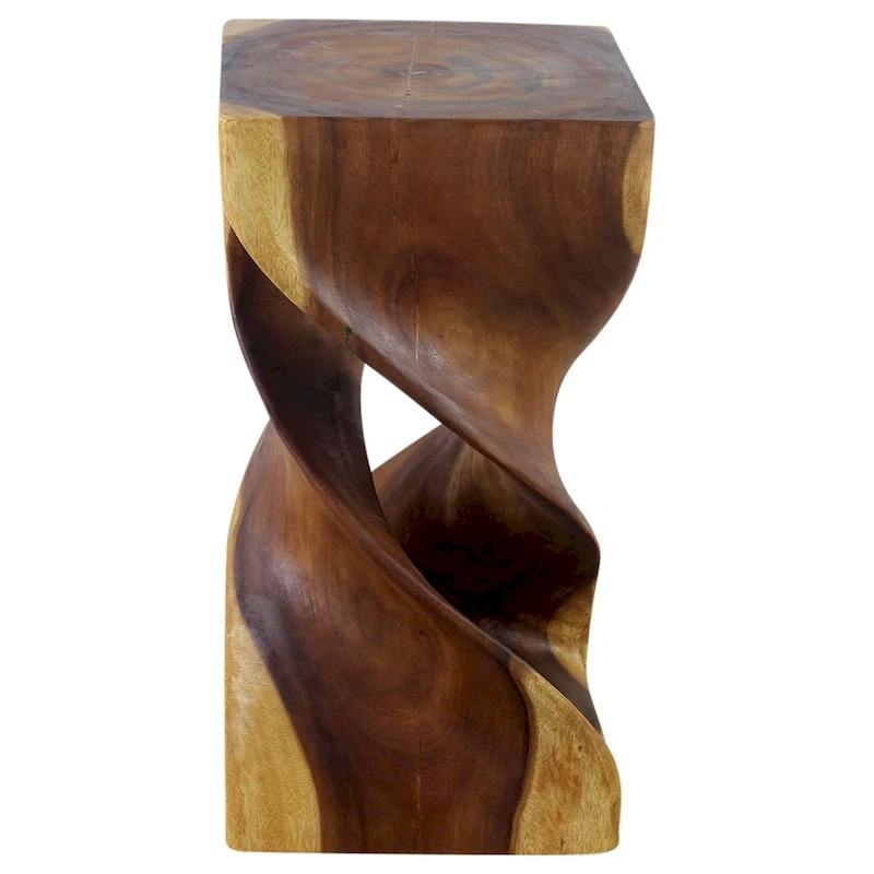 Haussmann Wood Double Twist Stool Table 12 in SQ x 23 in H Oak Oil - 12 x 12 x 23