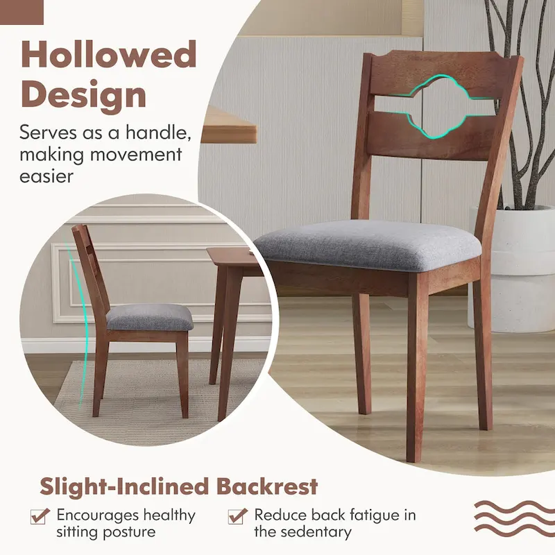 Gymax Set of 4 Dining Chair w/ Padded Seat High Back Rubber Wood Frame