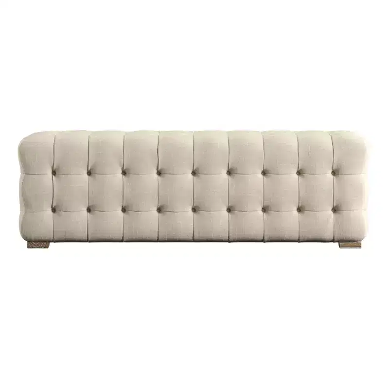 Linen Fabric Tufted Bench
