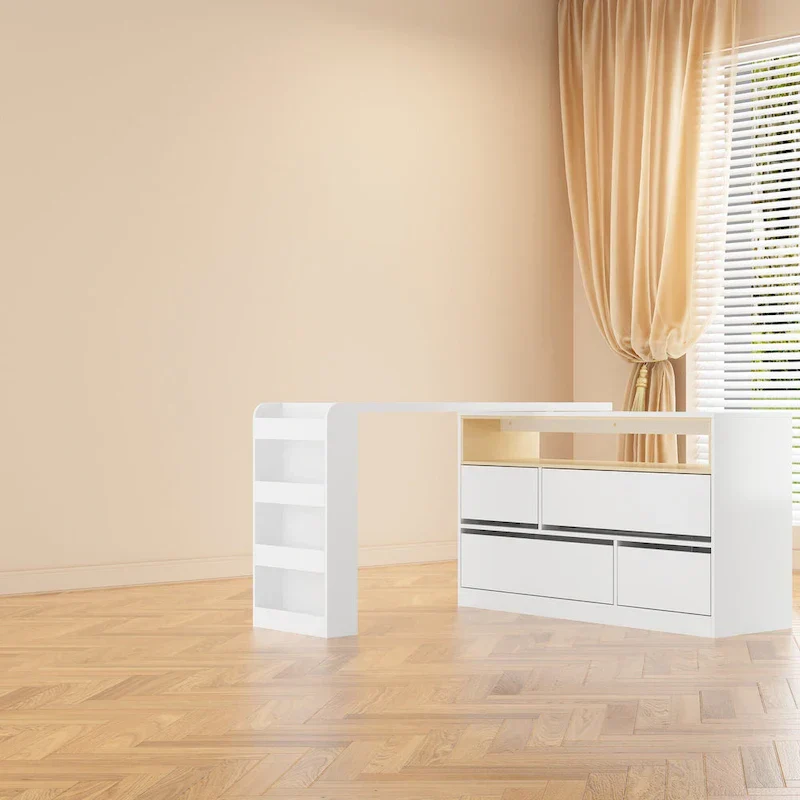 4-Drawer Desk Vanity Sideboard Bedroom Dresser Chest Of Drawers White