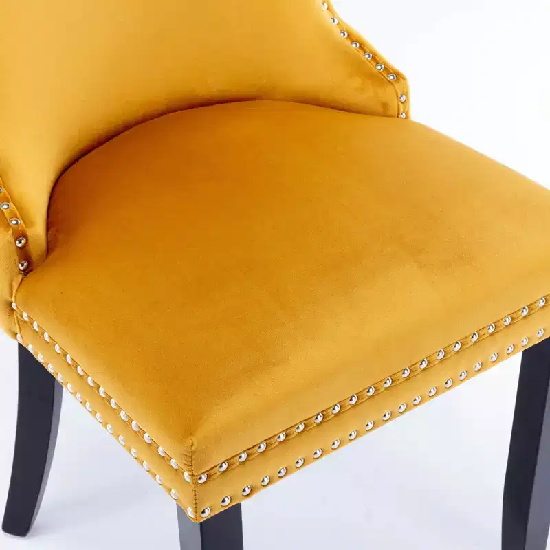Okak Retro Dining Chairs Set of 2, Comfy Upholstered Wing-Back Chairs with Backstitching Nailhead Trim, Kitchen Chairs with Solid Wood Legs