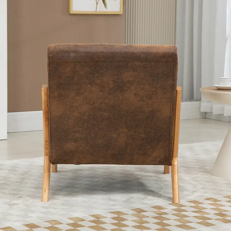 Mid-Century Velvet Upholstered Accent Chair Armchair w/Waist Cushion