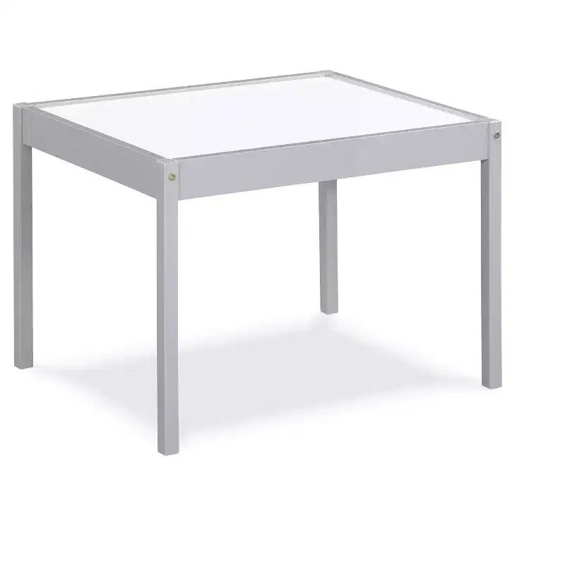 Etokfoks 3 Piece Kids Dry Erase Table and Two Chair Set Gray Solid Wood Durable Construction Easy to Clean Creative Art and Play Space