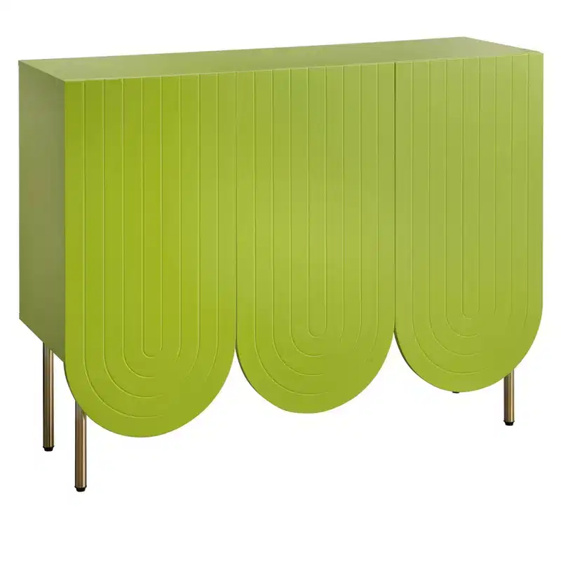 Lifestorey 3 Door Ingrid Mid Century Modern Scalloped Sideboard Lime Green